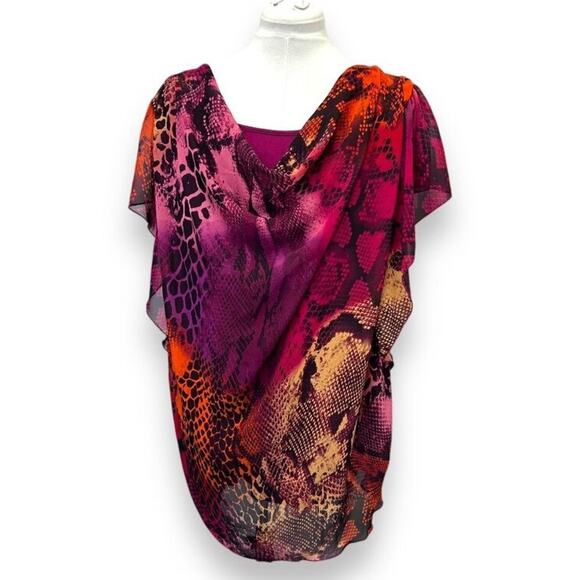 Live And Let Live Womens Plus Size 1X Drape Top Polyester/Rayon - Picture 2 of 9